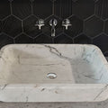 حوض حمام من الرخام الأبيض كارارا فوق وحدة التزيين (العرض) 41 سم (الطول) 61 سم (الارتفاع) 13 سم