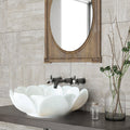 Lavabo de mármol blanco de Carrara, de piedra natural, con forma de flor, pulido (diámetro) 44 cm (altura) 16 cm
