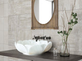 Lavabo de mármol blanco de Carrara, de piedra natural, con forma de flor, pulido (diámetro) 44 cm (altura) 16 cm