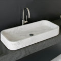 Lavabo rectangulaire en marbre blanc de Carrare à poser sur meuble-lavabo, poli (L) 41 cm (l) 82 cm (H) 13 cm