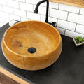 Lavabo de piedra natural de travertino Golden Sienna, con borde y pulido  (Diámetro) 41 cm (Altura) 16 cm
