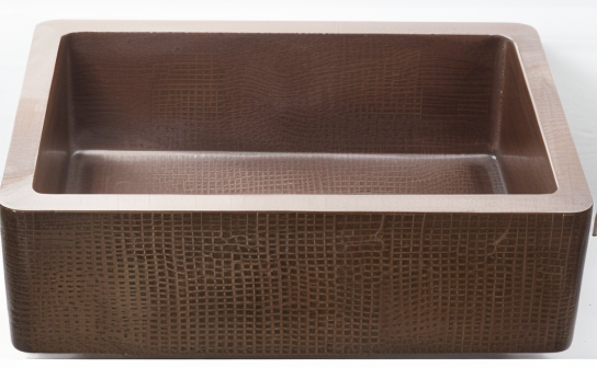 Fregadero rústico de cobre martillado hecho a mano