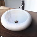 Lavabo en pierre naturelle de marbre blanc de Carrare (D) 40 cm (H) 16 cm