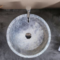 Rundes Aufsatzwaschbecken aus Naturstein, Tundra Grey Marmor, poliert (Durchmesser) 42 cm (Höhe) 16 cm
