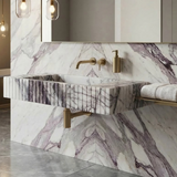 Lavabo de baño de mármol de Nueva York para montaje en pared, con frente acanalado (An) 31 cm (L) 51 cm (Al) 13 cm