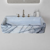 Lavabo de salle de bains en marbre de New York, à fixation murale, avec façade et bords cannelés (L) 41 cm (l) 72 cm (H) 13 cm