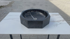 Toros Black Marble Octagon Vessel Sink Bowl Polished (D)41 cm (H)13 cm – Turkish Marble | Mekmar Natural Stone