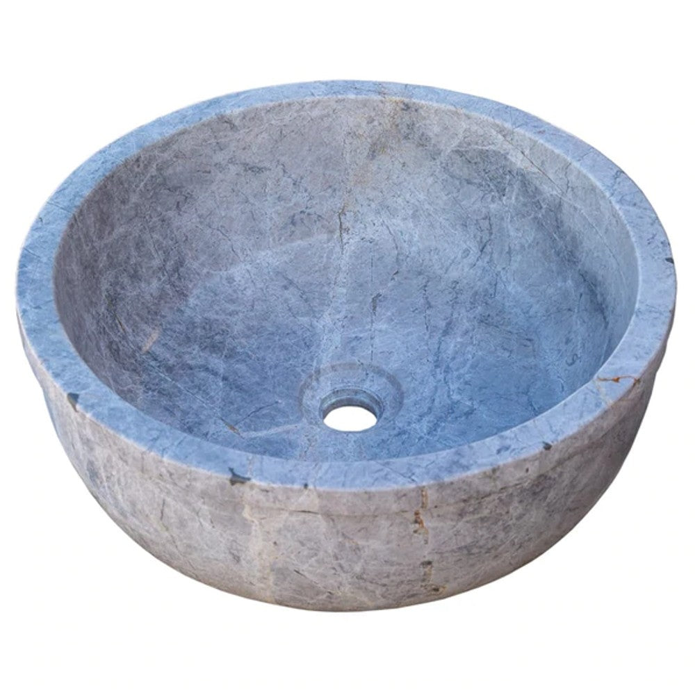 Naturstein-Waschbecken „Sirius“ aus silbernem Marmor, mit integriertem Rand, poliert (Durchmesser) 41 cm (Höhe) 16 cm