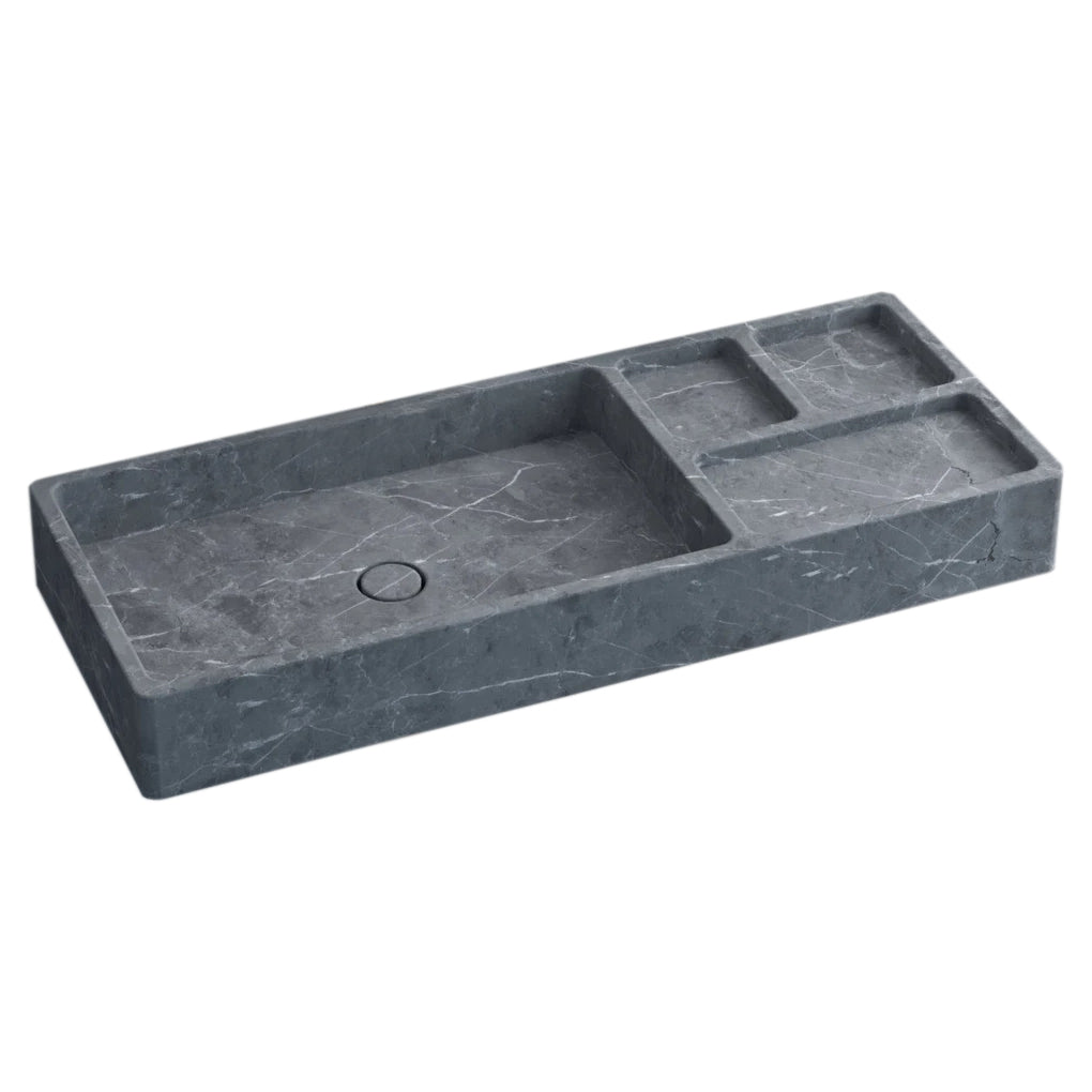 Lavabo rectangulaire mural en marbre gris Tundra (L) 41 cm (l) 102 cm (H) 13 cm
