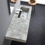 Lavabo rectangulaire en marbre gris Tundra à poser sur un meuble-lavabo (L) 51 cm (l) 122 cm (H) 13 cm