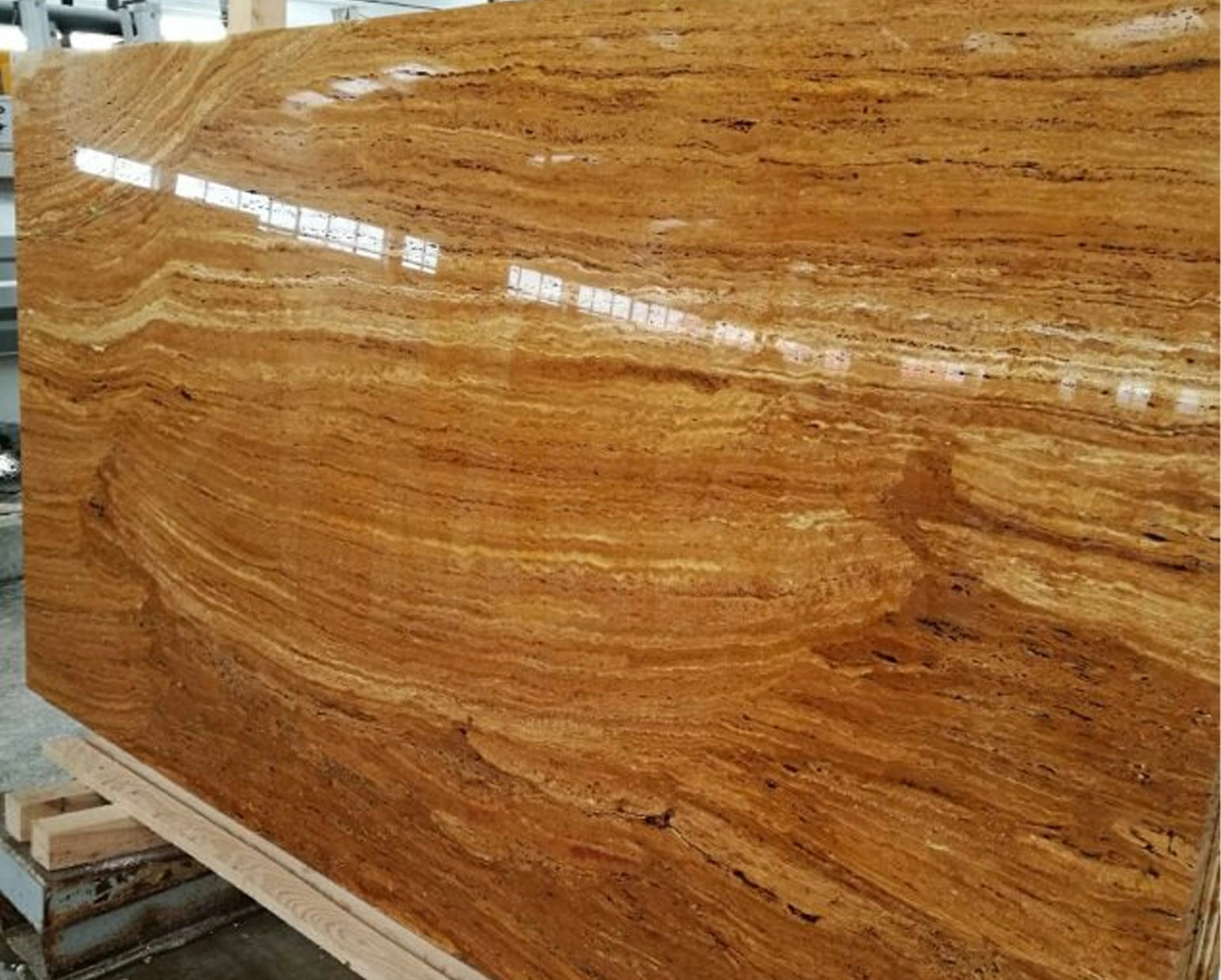 Yellow Vein Cut Travertine Slab - 3
