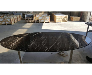 Nero Marquina Marble Ellipse Table Top - 4