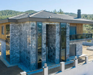 Marbre noir Snow, face fendue - 4