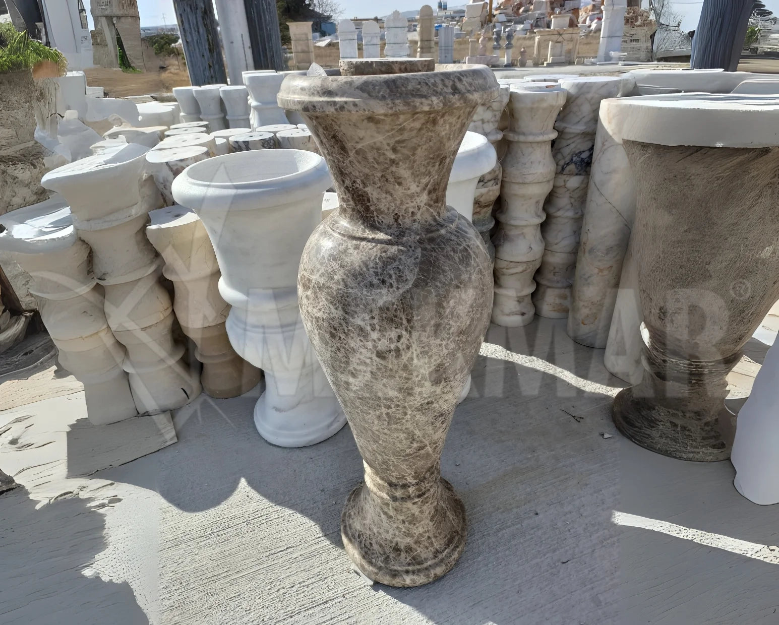 Emperador Beige Marble Vase - 7