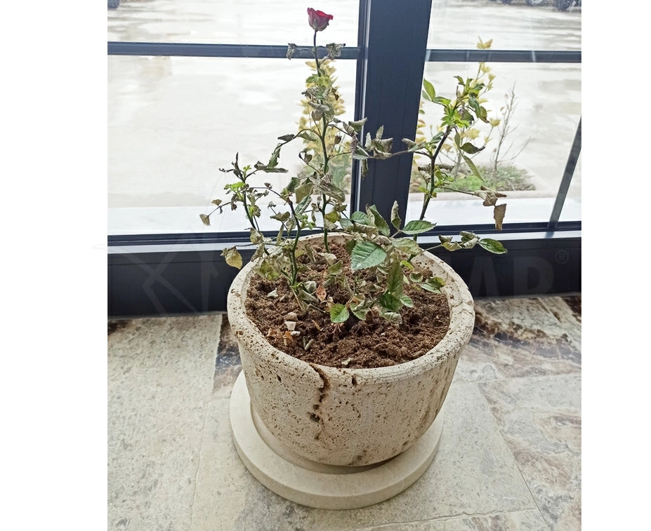 Classic Travertine Flowerpot - 2