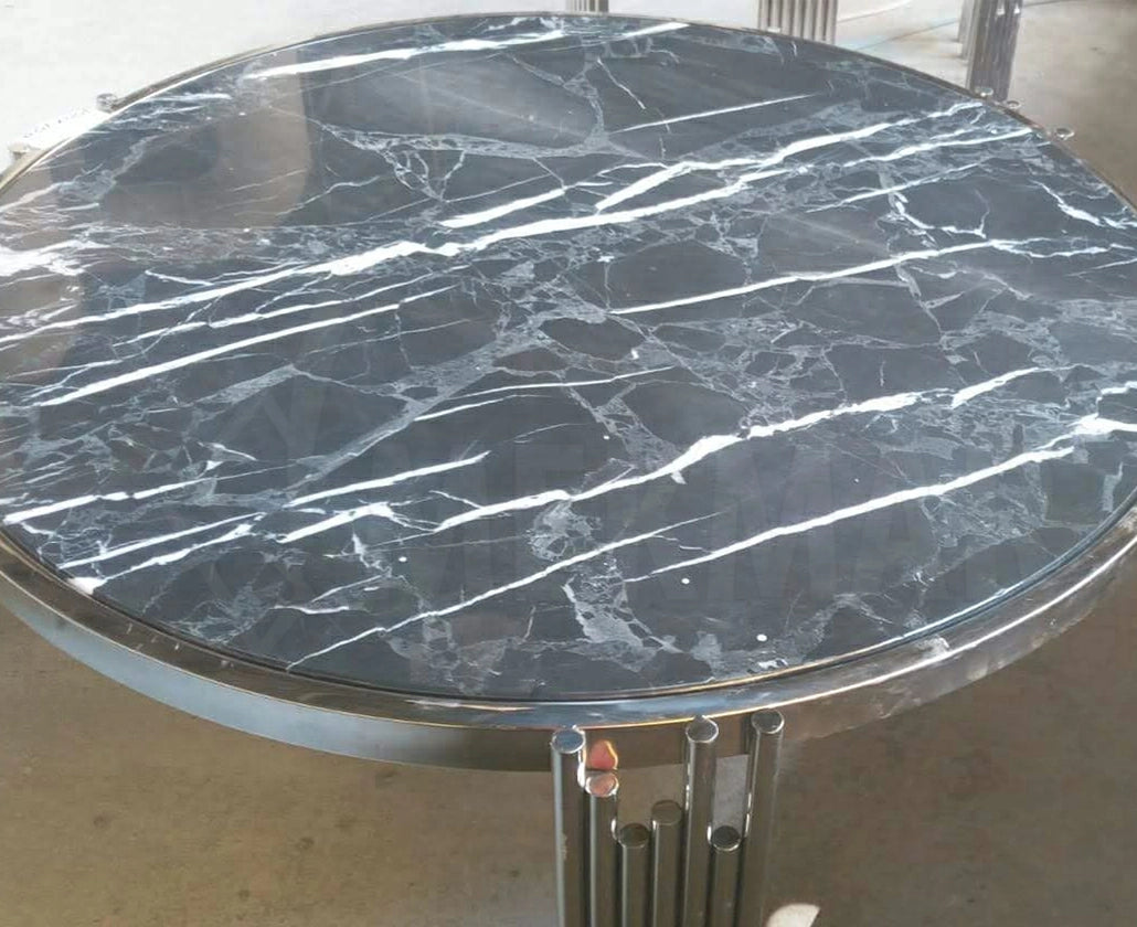 Nero Marquina Marble Round Table Top - 5