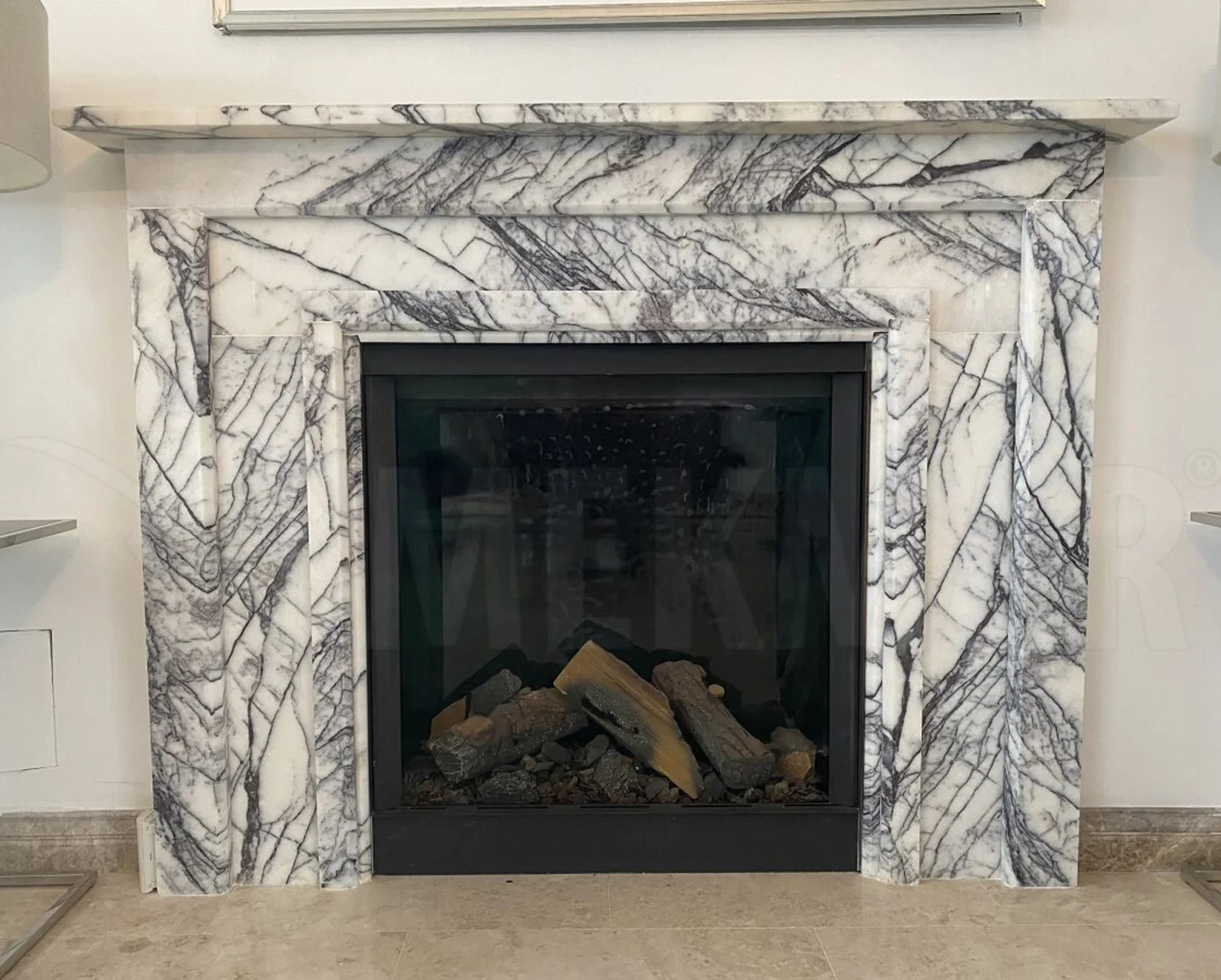 Turkish Lilac Marble Fireplace - 1