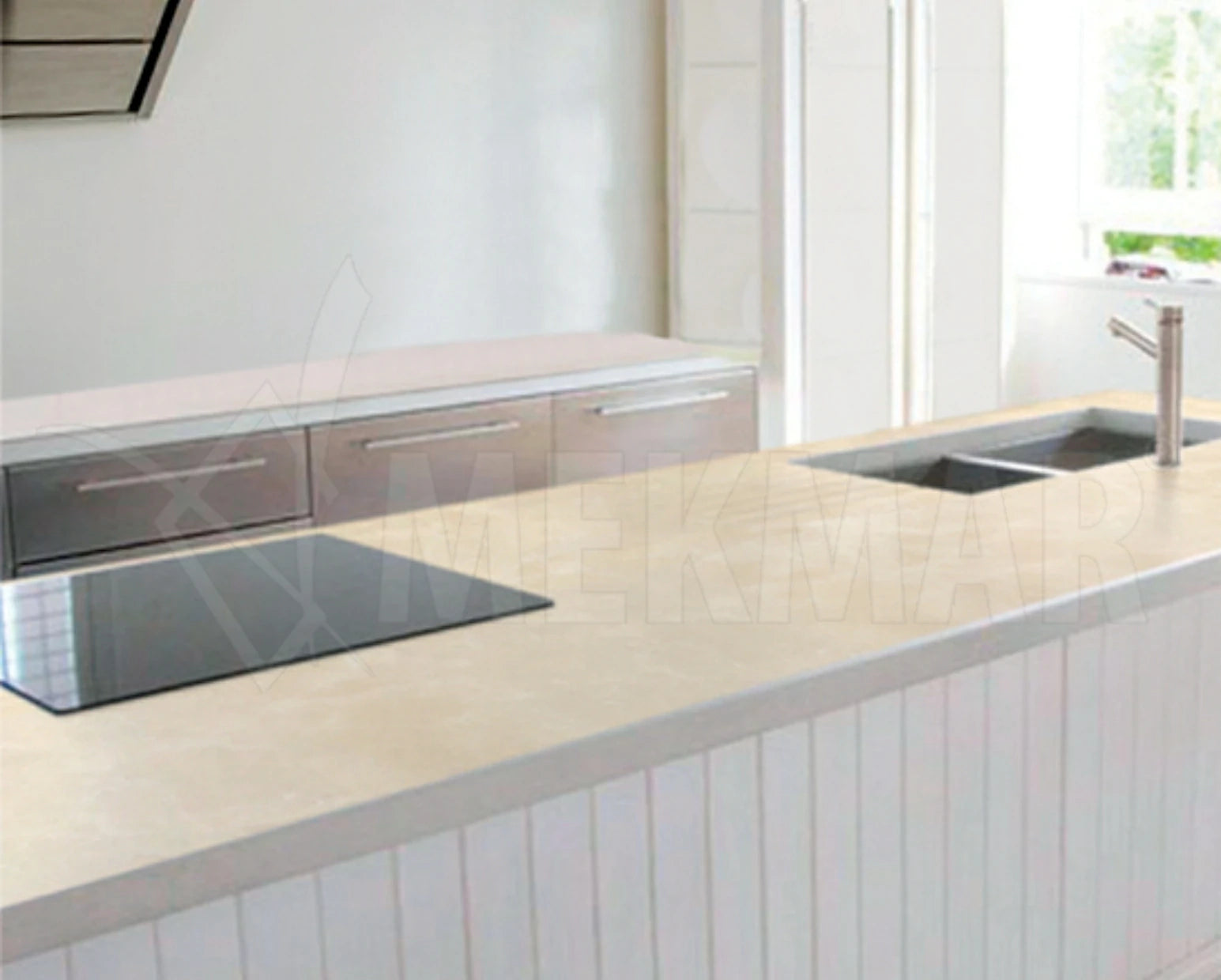 Plan de travail en marbre beige - 1