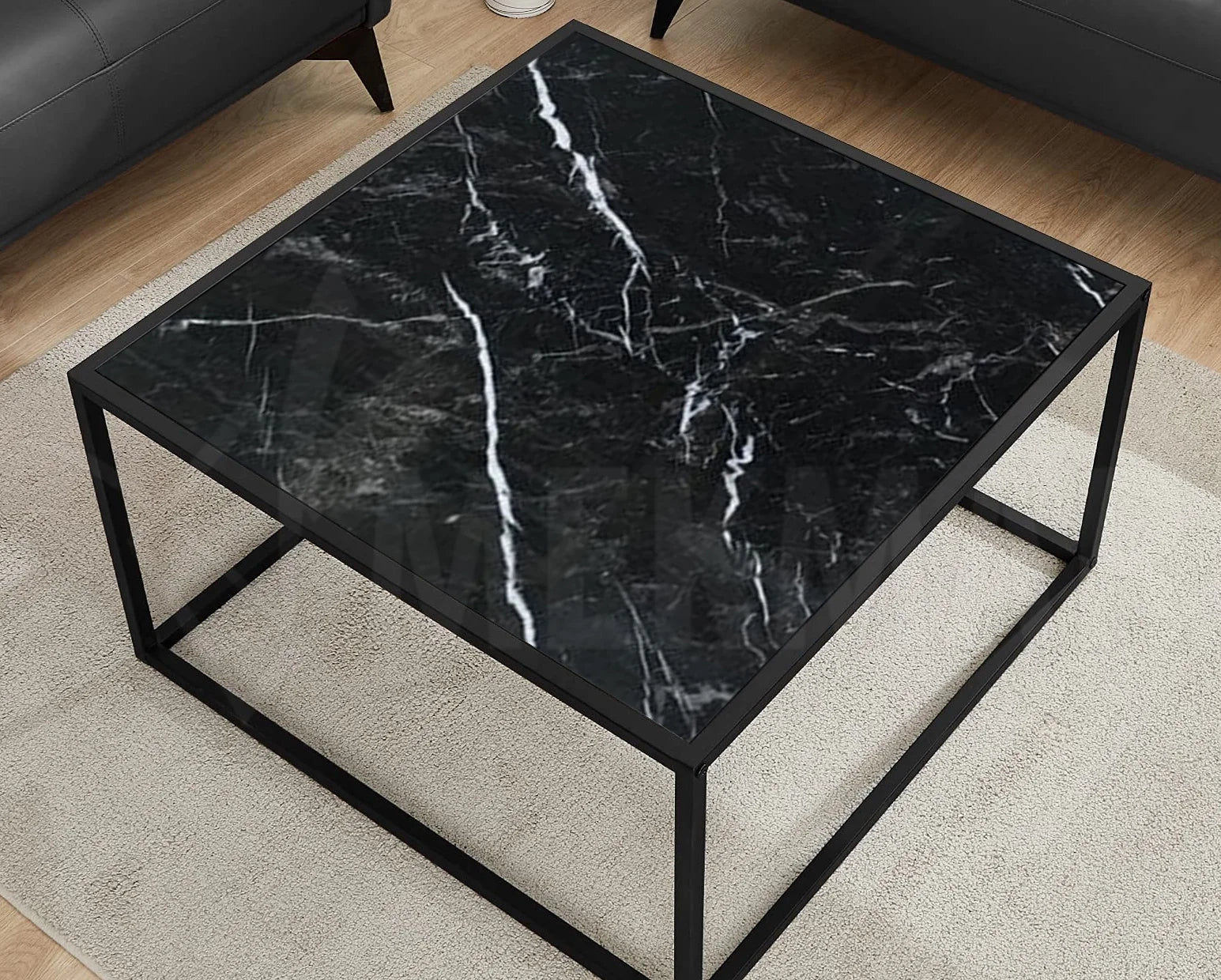 Toros Black Marble Square Table Top - 1