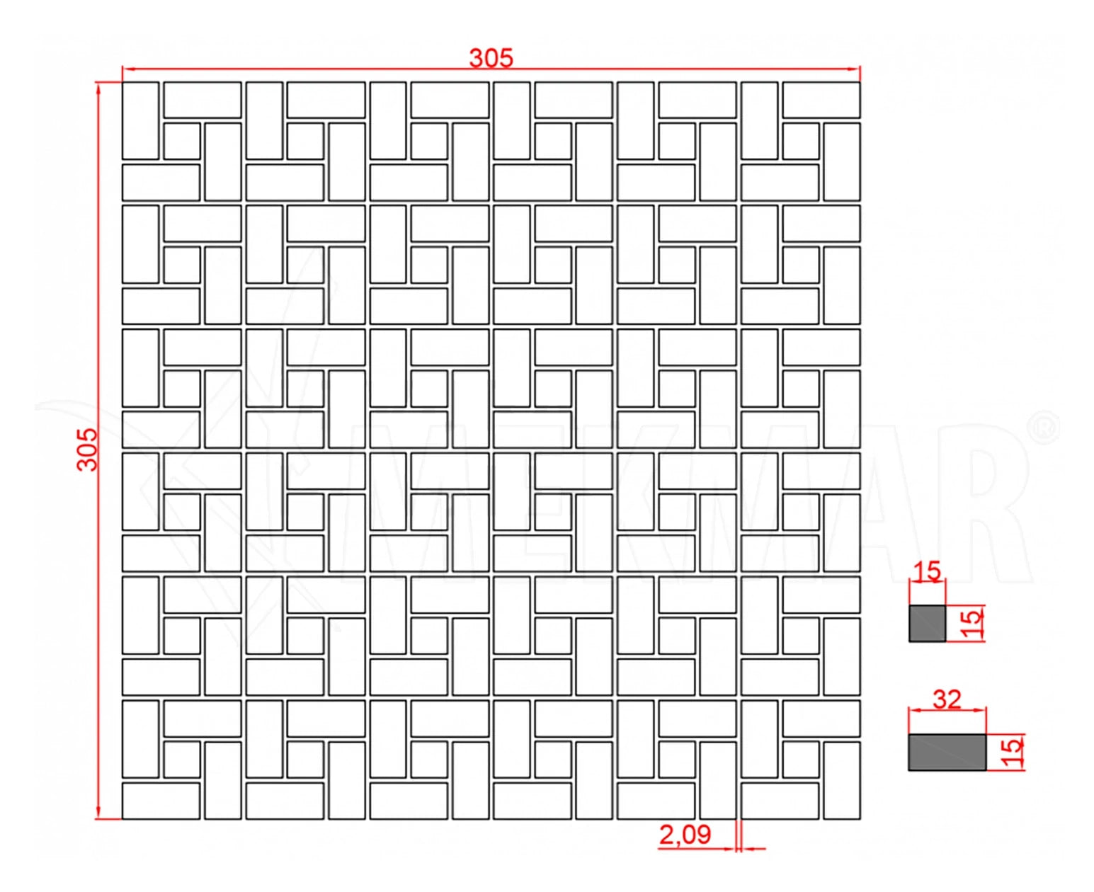Marble Mosaic MP-WBL-T - 2