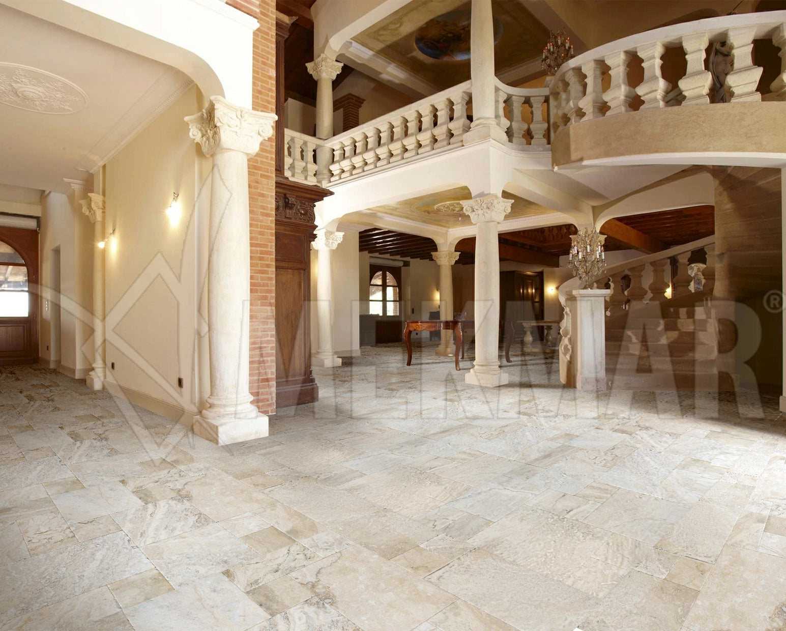 Ensemble de motifs rustiques ivoire en travertin - 6